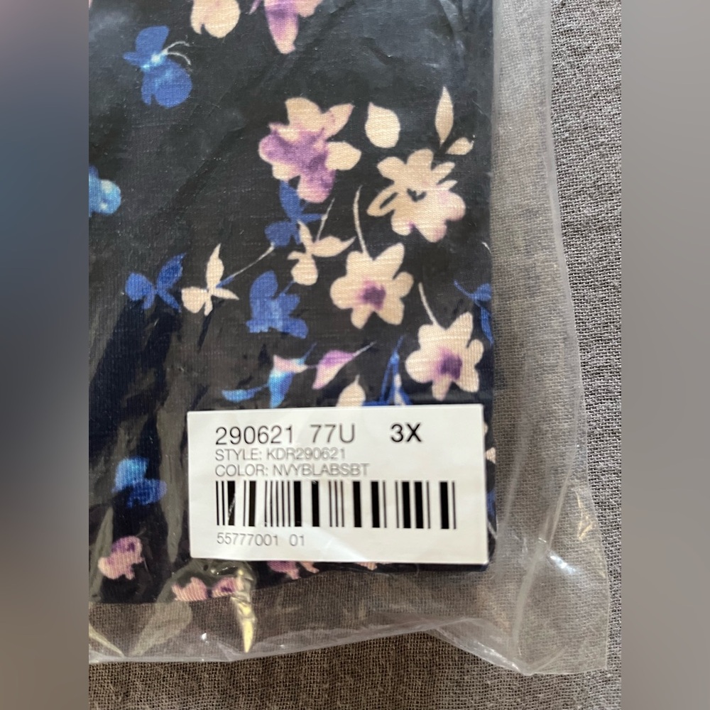 J. Jill navy blue floral print rayon/spandex knit maxi dress 2X or 3X NWT - Picture 13 of 14